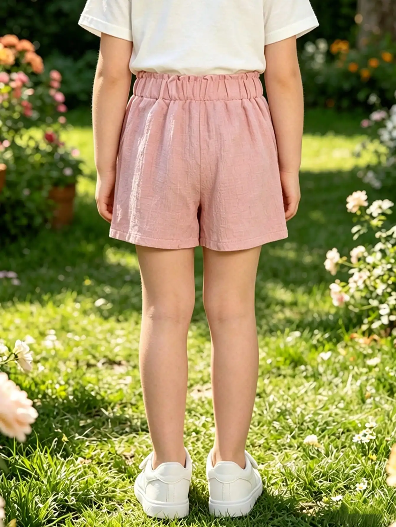 3-teiliges Set: Leichte, atmungsaktive Shorts für Kleinkinder (2-11 Jahre) mit elastischem Bund und Schleifendekor – Sommerliche Freizeitshorts für den Alltag – Detail 6