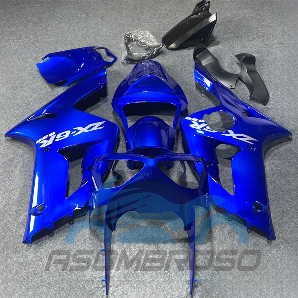 For KAWASAKI ZX6R 636 2003 2004 Blue Bodywork Fairing Kit ZX 6R 03 04 Free Custom Motorcycle Fairings