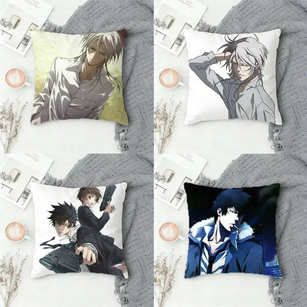

P-PSYCHO-PASS Double-sided Printed Square Decorative Cushion Cover for Sofa Living Room Home Decor