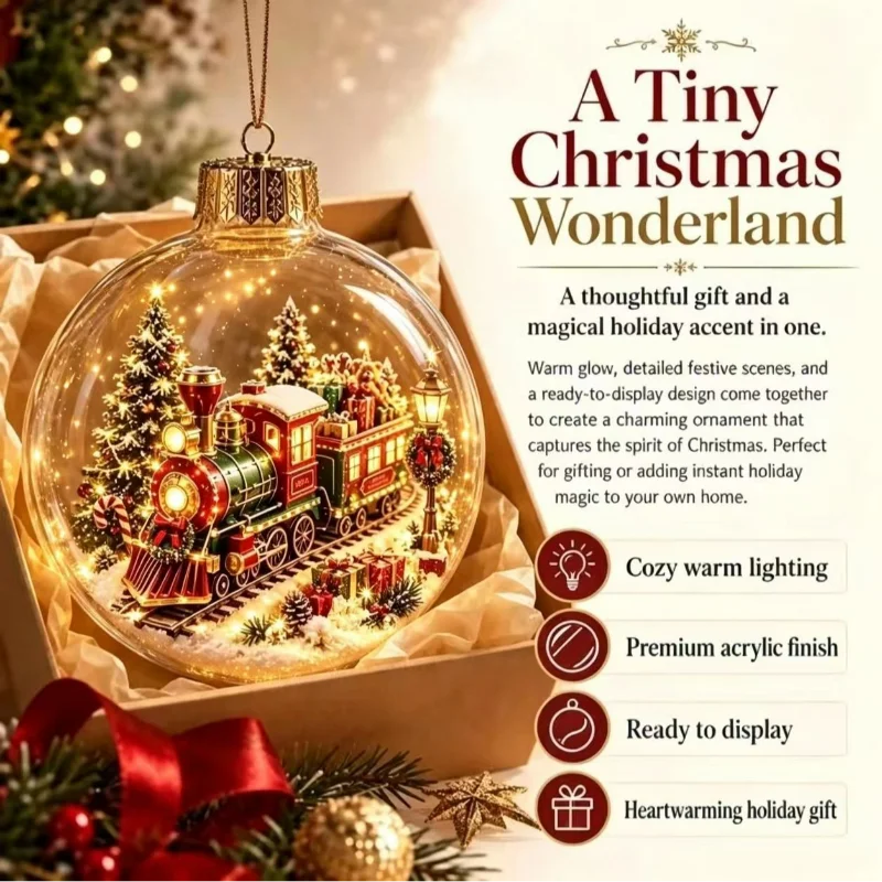 Christmas Diorama Ornament Clear Glowing Ball New Design Winter Diorama Bauble For Window Xmas Tree Hanging Decor Holiday Gifts