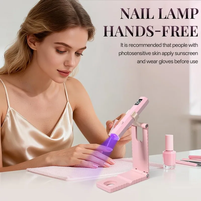PHONE&GEAR Convenient Handheld UV/LED Nail Lamp Set Handheld Light with Stand LCD Display USB Gel Nail Dryer for Quick Curing