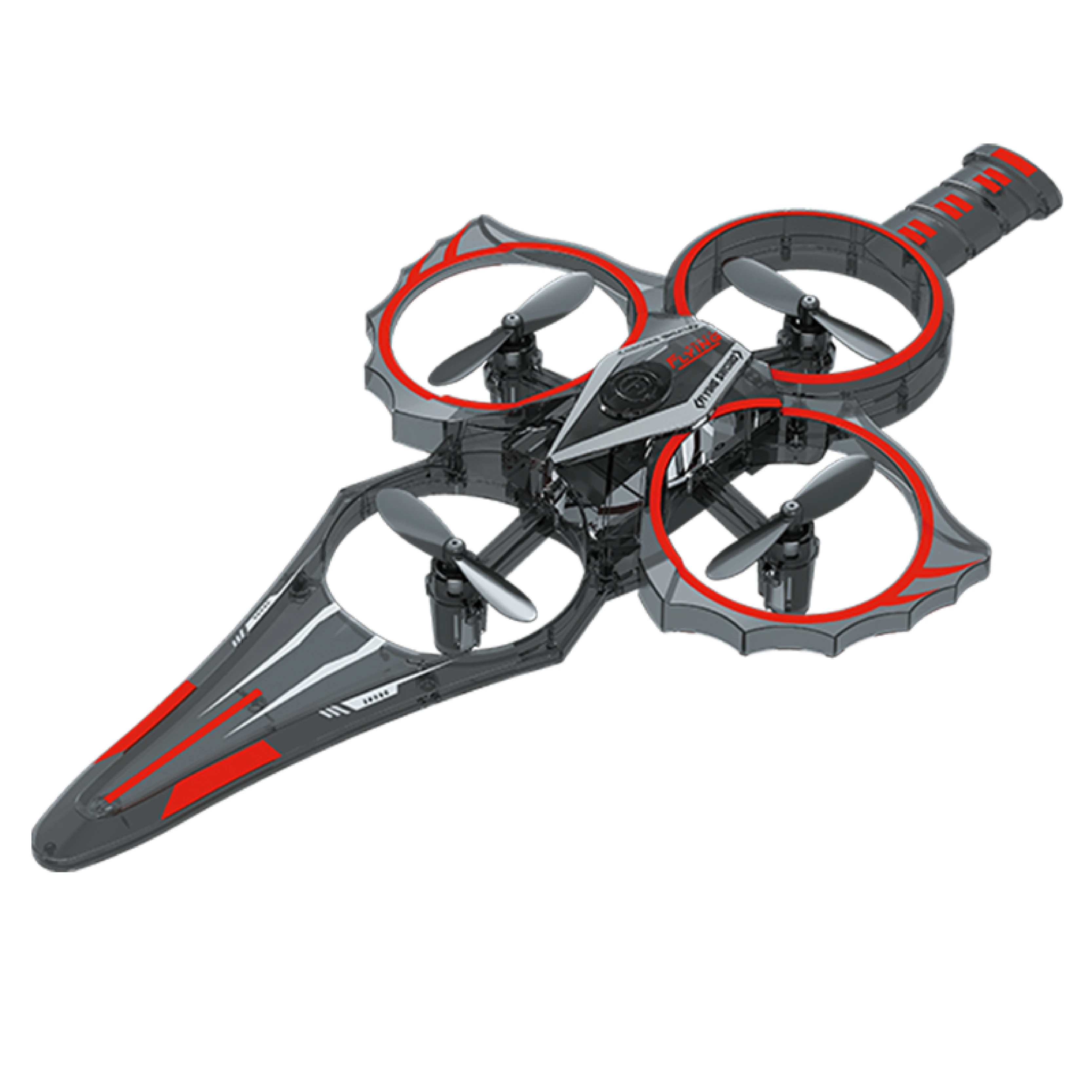 RC Flying Sword 4 Axle Fighter With Hand Wave/Controller Mode & Lights 360 ° Stunt Flip Aerial Stunt Plane Children's sword toy