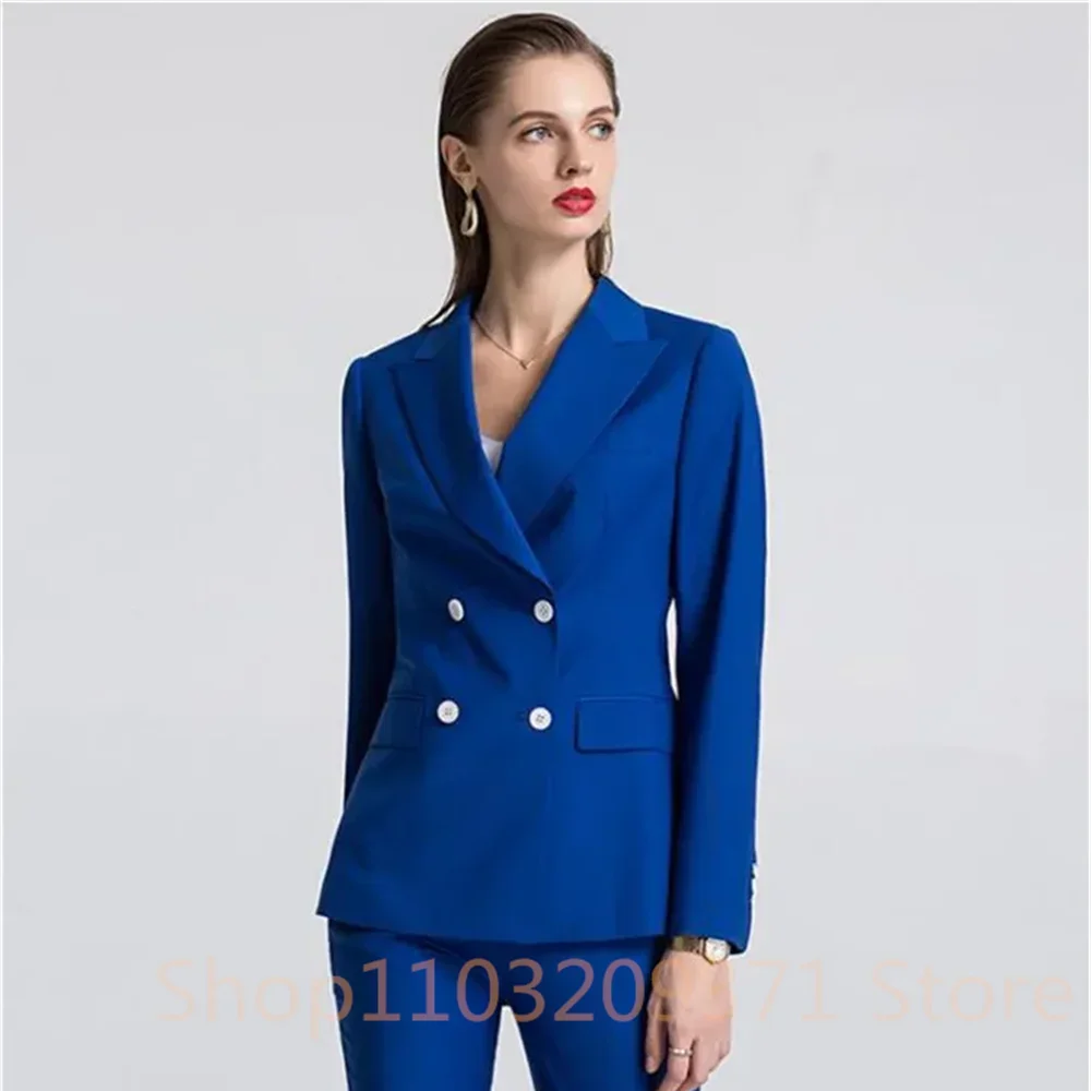 Damen-Anzüge, Hosen-Sets, 2-teilig, zweireihig, spitzes Revers, Smoking, Abschlussball, Party, Mode, Alltag, Freizeit, Büro