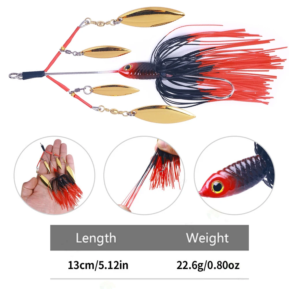 Cebo Spinner de 13cm, Spinnerbait Artificial de Metal, Señuelos de Pesca de lubina negra, lentejuelas de Metal, Spinnerbait Wobbler Chatterbait