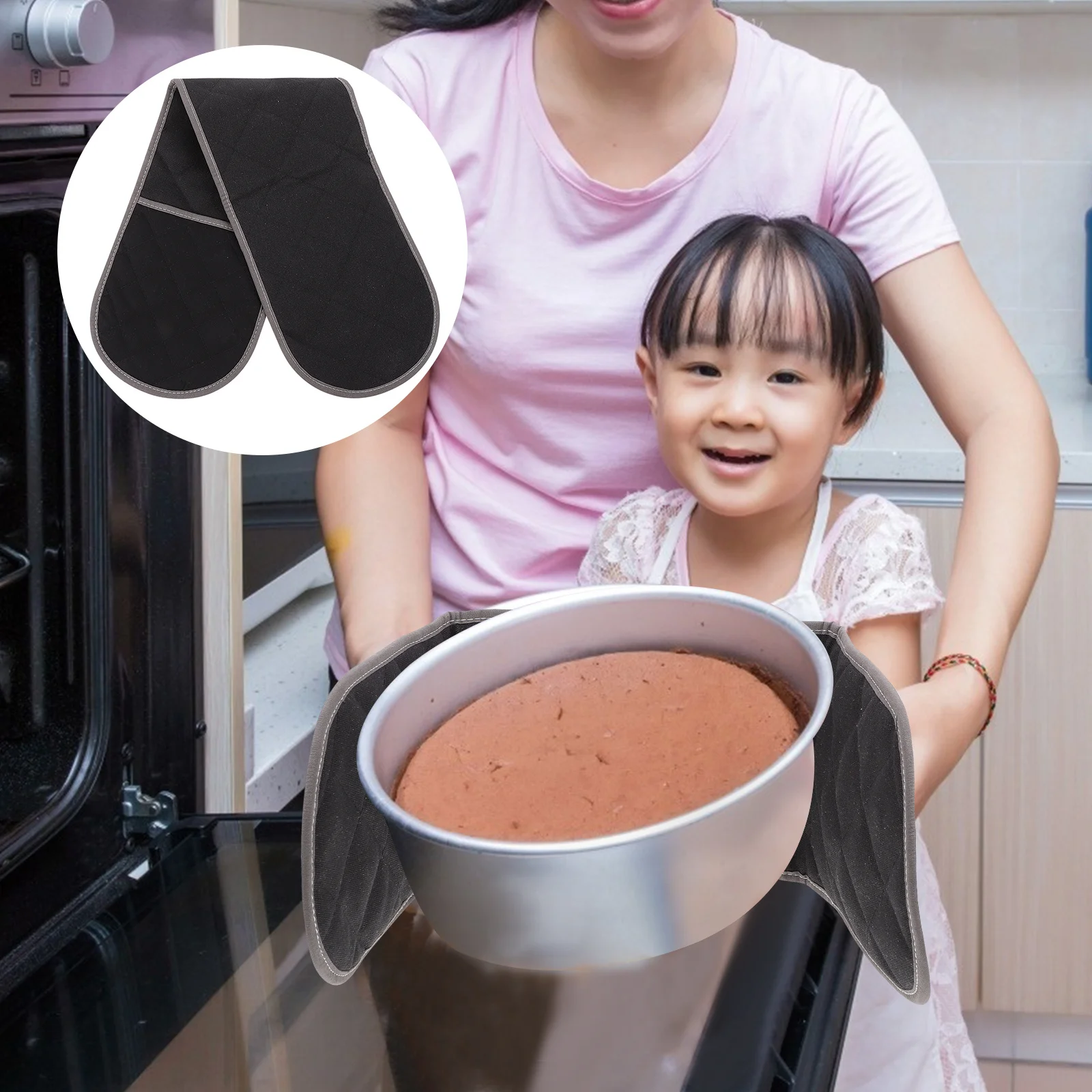 1 قطعة قفازات الفرن الموسعة طبقة مزدوجة القطن مقاومة للحرارة مكافحة السمط الميكروويف القفاز للاستخدام المنزلي مخبز مطعم #3