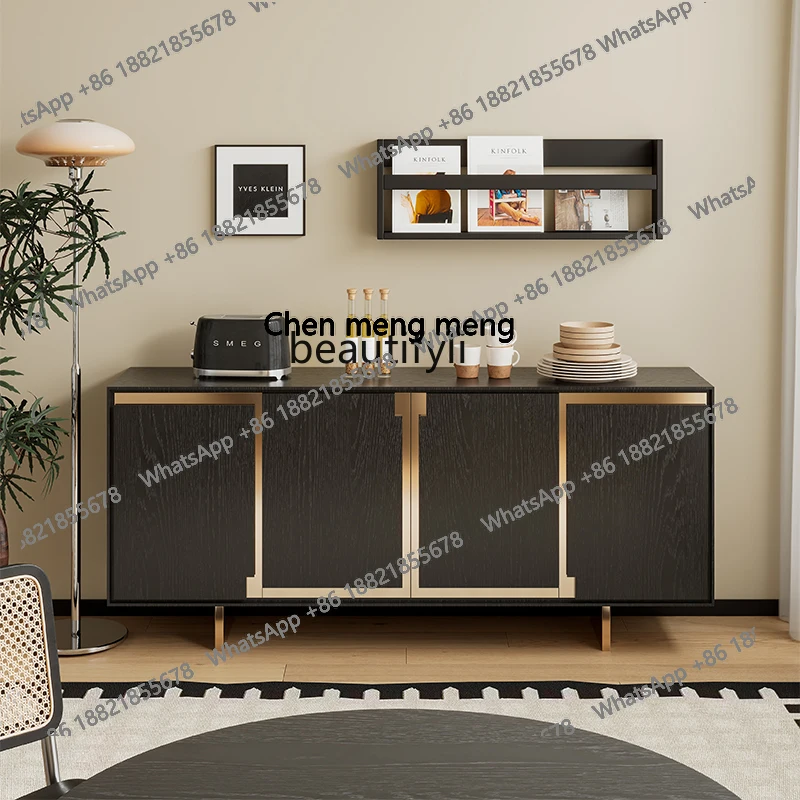 

French minimalist solid wood porch cabinet light luxury living room partition dining cabinet integrated home front door H