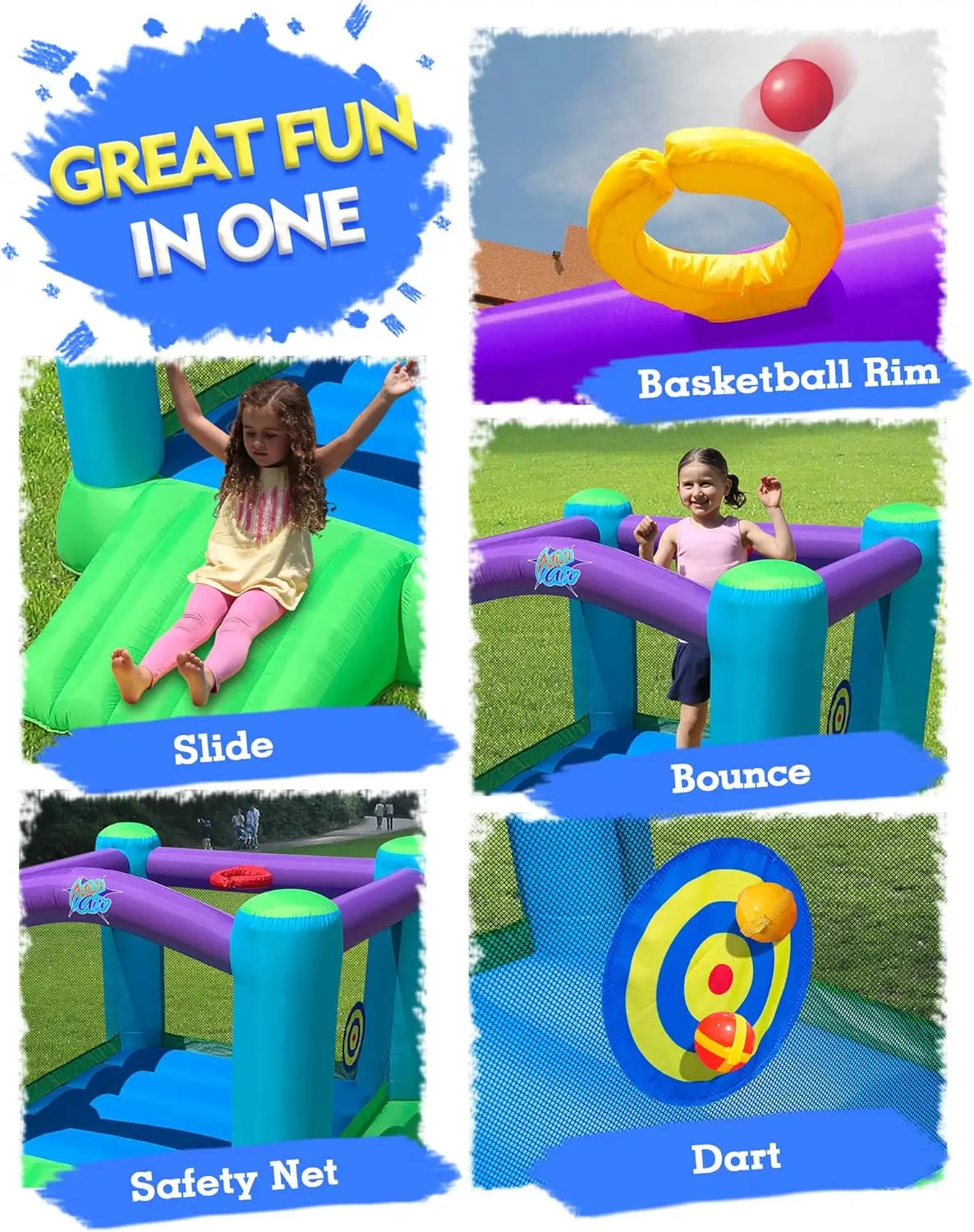 바운스 하우스 - 실내 및 실외용 송풍기가 있는 풍선 바운스 하우스 - 슬라이드가 있는 점핑 바운시 캐슬 - 견고한 바느질 및 확장형