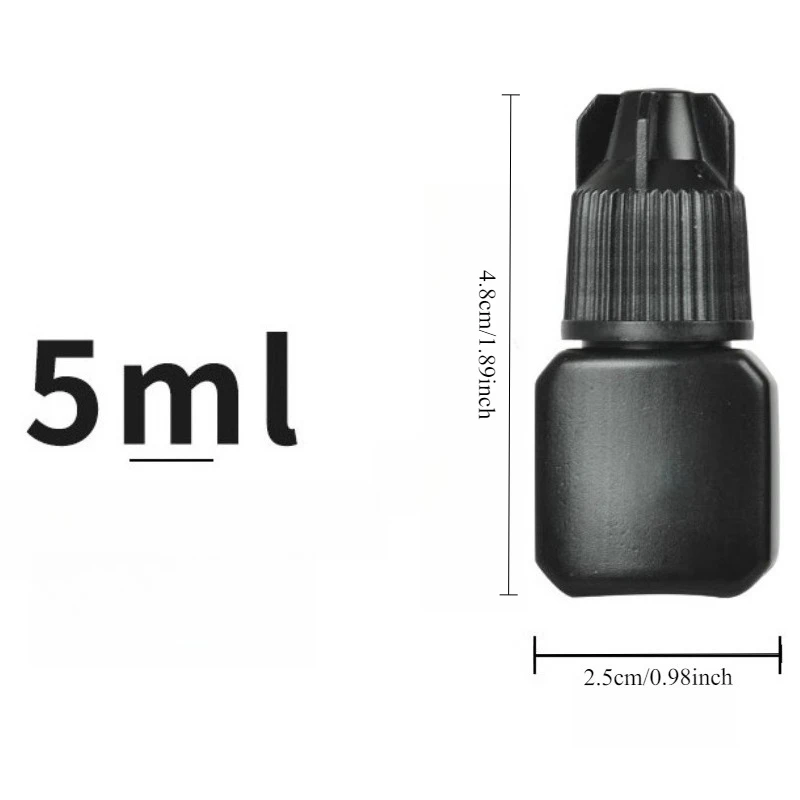 Bottiglia vuota professionale per colla per ciglia, contenitore adesivo per estensione ciglia con tappo a 5 lati, bottiglia quadrata ricaricabile da viaggio