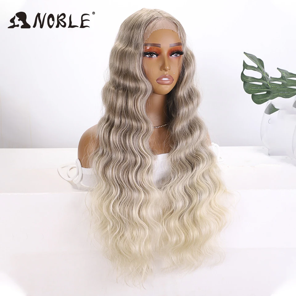 Noble Cosplay Deep Body Wave parrucche anteriori in pizzo sintetico per le donne parrucca lunga in pizzo biondo marrone Ombre parrucca resistente al