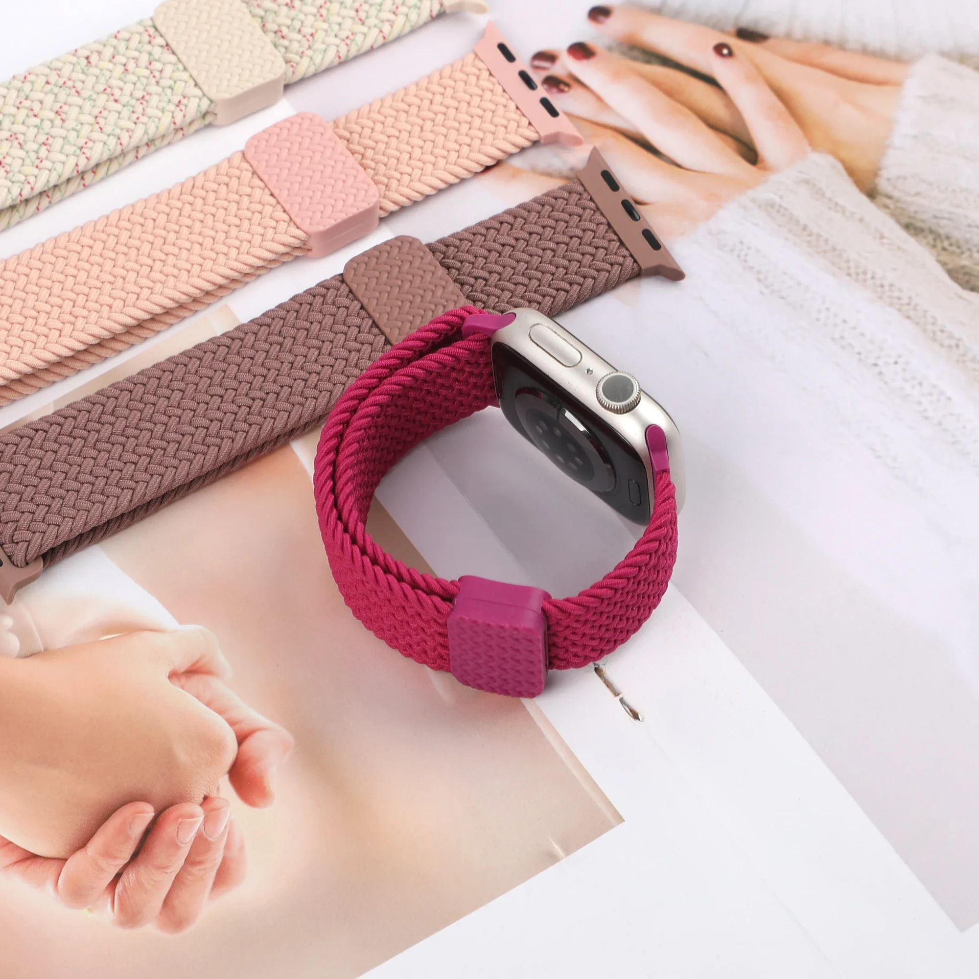 

Braided For Apple Watch Band 40mm 44mm 45mm 41mm 42 46mm 49mm Magnetic Bracelet correa iWatch Series 10 se 7 8 9 Ultra 2 Straps