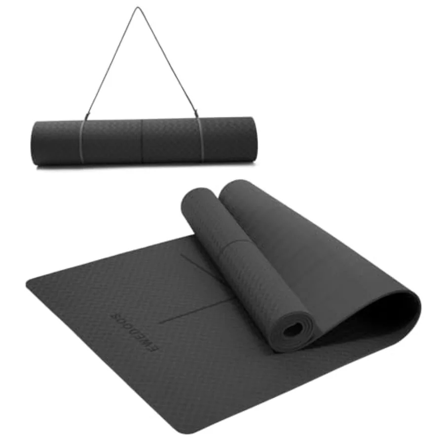 

Eco Friendly Yoga Mat with Alignment Marks TPE Yoga Mat Non Slip Hot Yoga Mat Thick 1/4'' Anti-Tear Surfaces Exercise Mats for