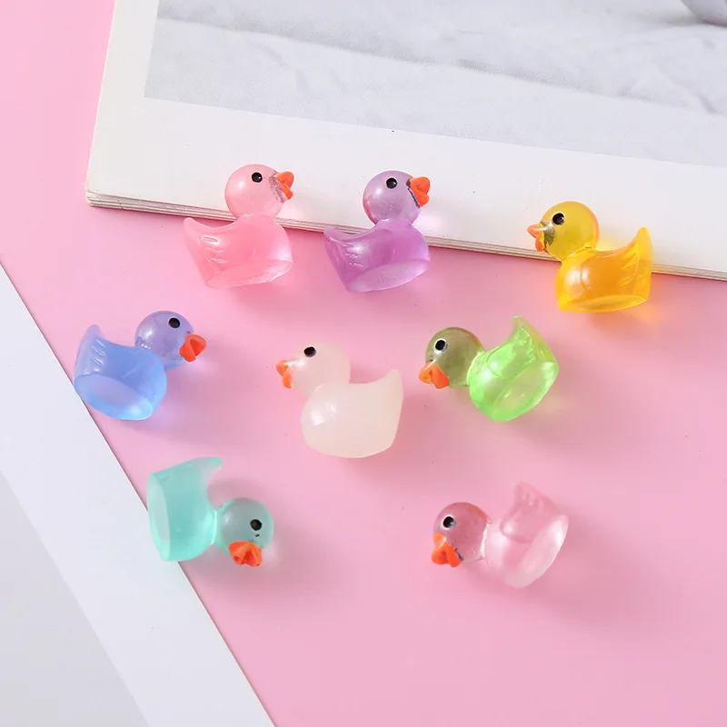 10 Pcs Cute Bright Surface Cartoon Animal Translucency Duckling Series Resin Scrapbook Diy Jewelry Wedding Hairpin Accessories