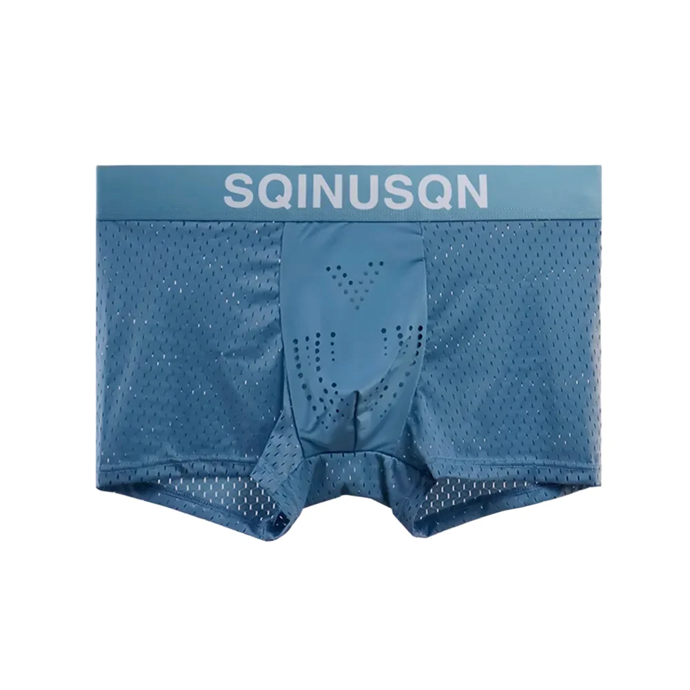 

Men Ice Silk Mesh Breathable Underwear Boxer Shorts Cool Sporty Trunks Panties Stretch Comfortable Long Boxershorts Male