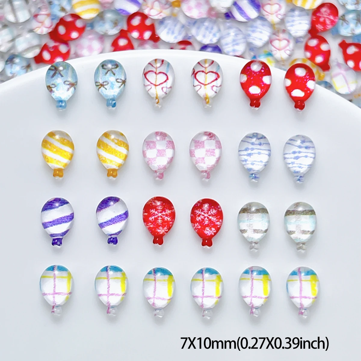 50個入り 新しい透明ストライプバルーンレジンネイルチャーム - Phone Cases Europe のレビューと価格