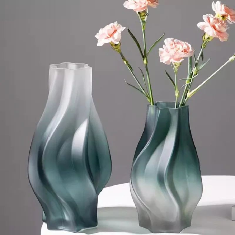 

32cm Nordic Minimalist Style Frosting Glass Vase Classic Home Living Room Decoration Stand For Flowers Decorative Vases Modern