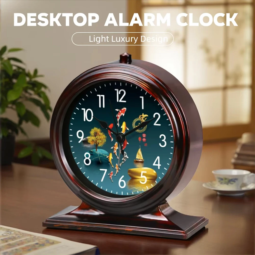 

Vintage Metal Table Clock Silent Movement Luxury Golden Deer Decor Bedside Table Alarm Clock For Bedroom Living Room Decor