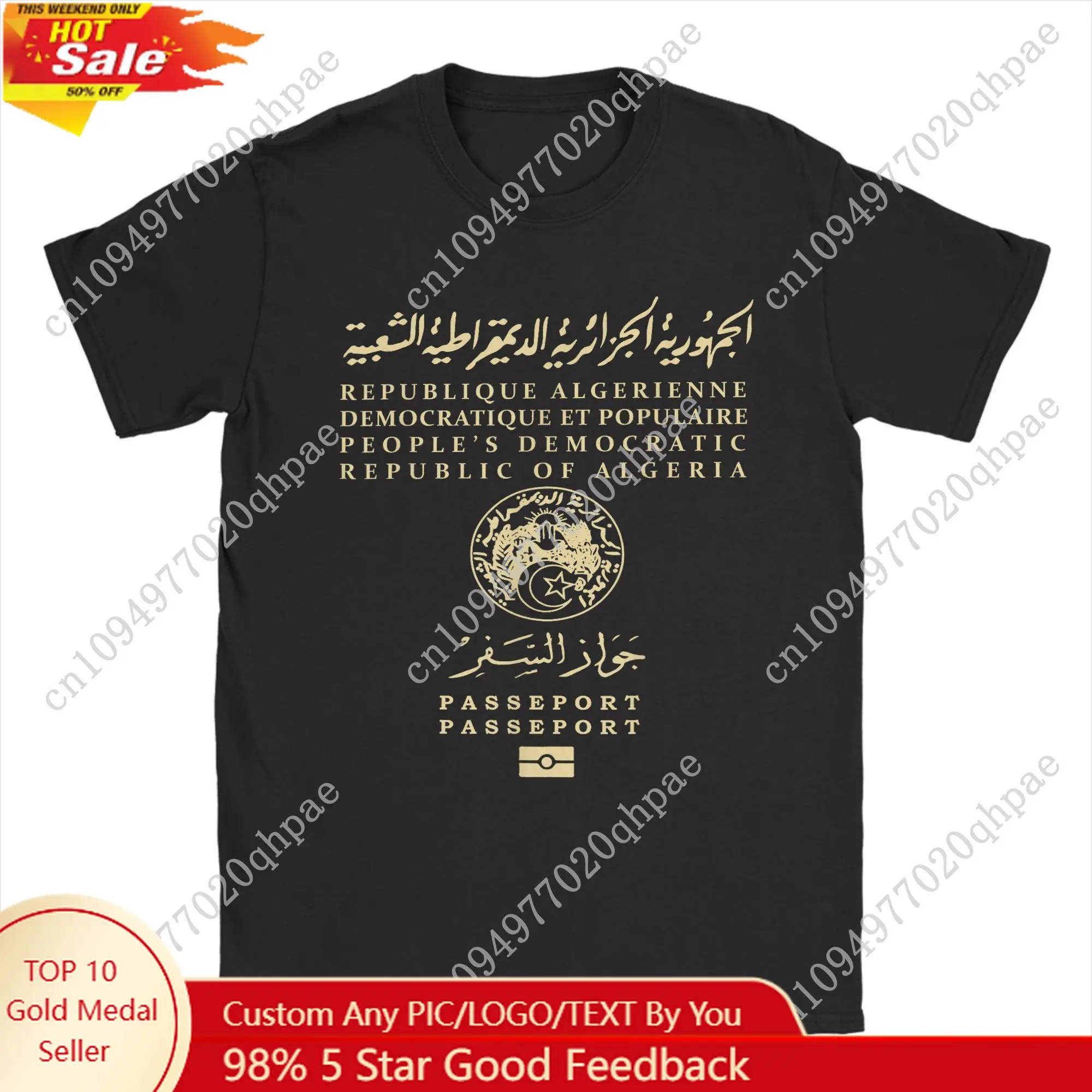 

Men T-Shirt Algeria Algerian Passport Funny Cotton Tee Shirt Short Sleeve DZ Africa Arab T Shirt Crew Neck merchandise Summer