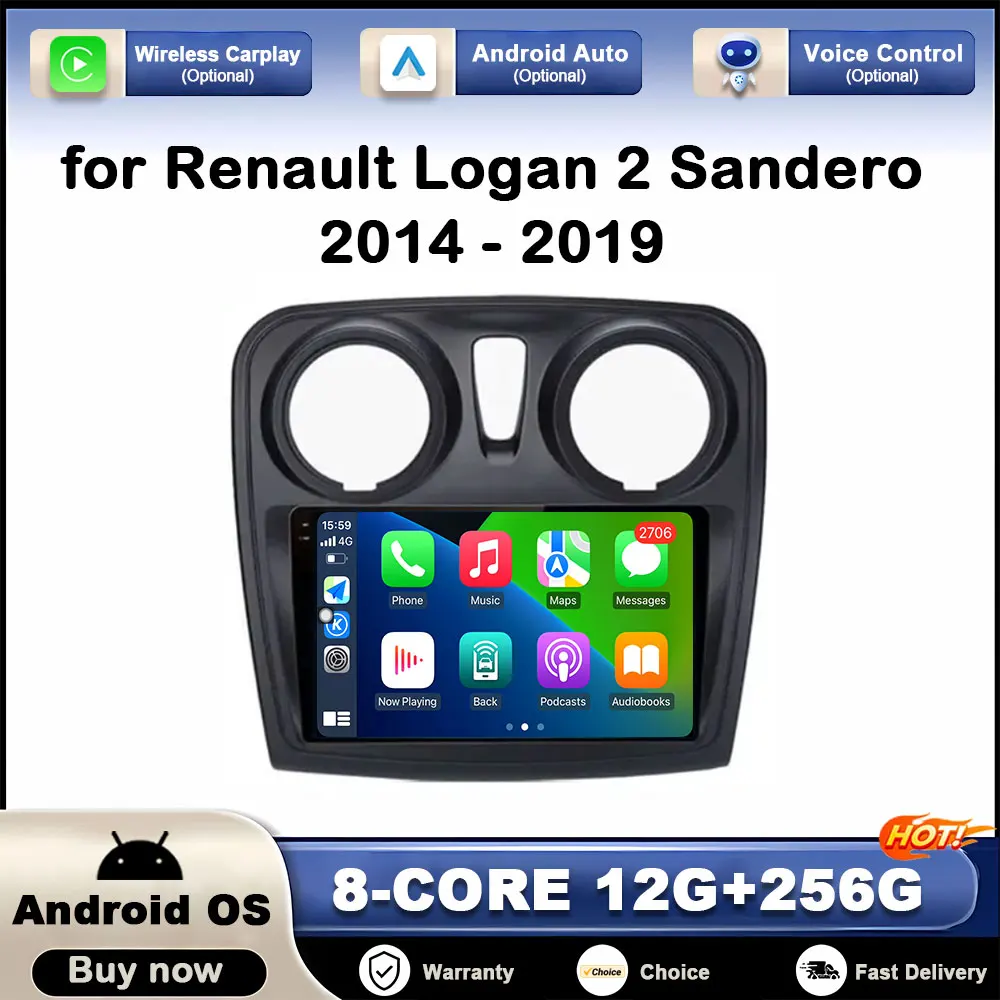 

Android OS for Renault Logan 2 Sandero 2014 - 2019 GPS Navigation Car Multimedia Video Player DSP Stereo Autoradio WIFI 4G BT