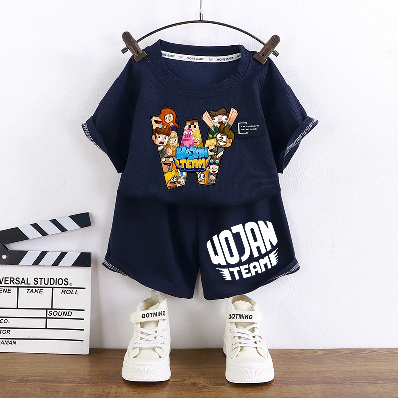 

Wojan Team Kids Short Sleeve Tee Casual Pants boy girl Cotton T-shirt Cute Shorts Set Funny baby Meme Summer Clothes gift 2026