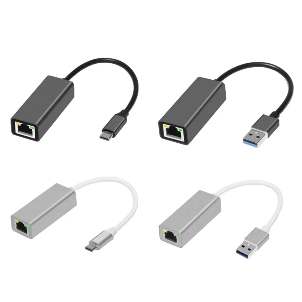 Wired LAN Adapter Aluminum Alloy Type-C To RJ45 Gigabit Ethernet Type-C To Ethernet Adapter 10/100/1000Mbps Desktop Network Card