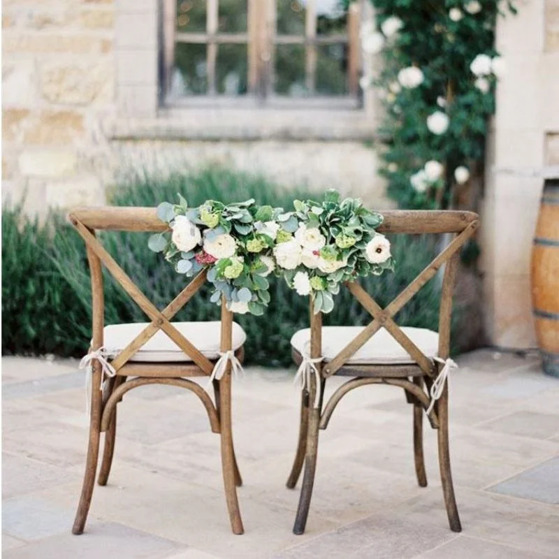 Wood Cross Back Chair Stackable Wedding Dining Chair