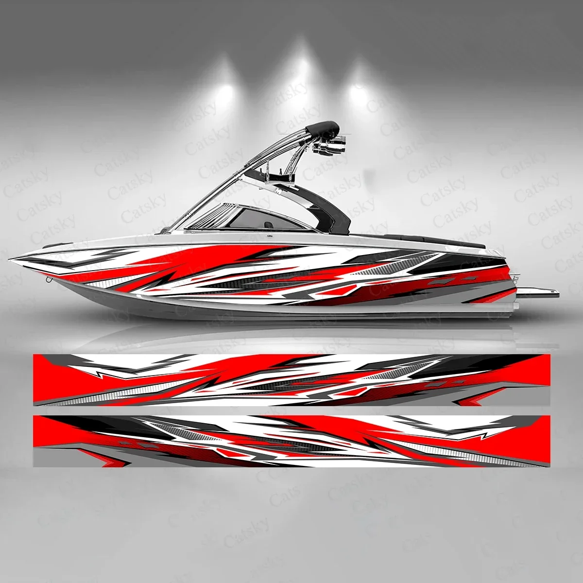 Colored Dynamic Lightning Lines Boat Sticker Fashion Custom Fish Boat-Sticker Vinyl Waterproof Boat Wrap Graphic Boat Wrap Decal