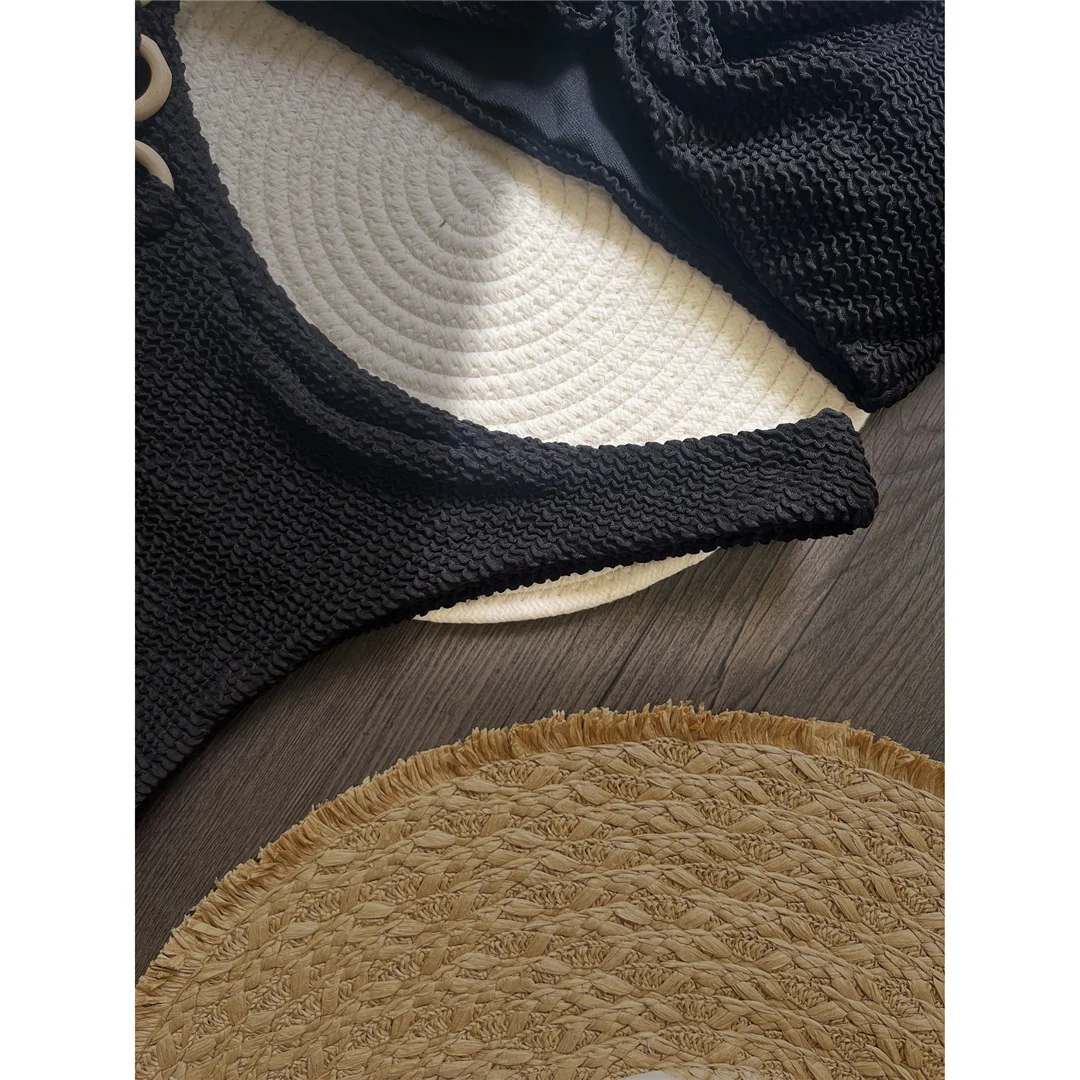 Gefältiger, einseitig gepolsterter Bikini, Damen-Badeanzug, zweiteiliger Bikini-Set, Badebekleidung, Badeanzug, Schwimmanzug V6047 – Detail 15