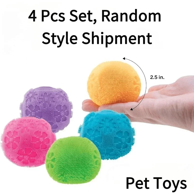 

4pcs Plush Dog Toy Set, 4 Colors Available, Cute Ball-Themed Durable Interactive Chew Toys, Safe Bite Balls for Small And Medium Dogs, Fun Multifunctional Entertainment for Puppies And Cats, Without Battery