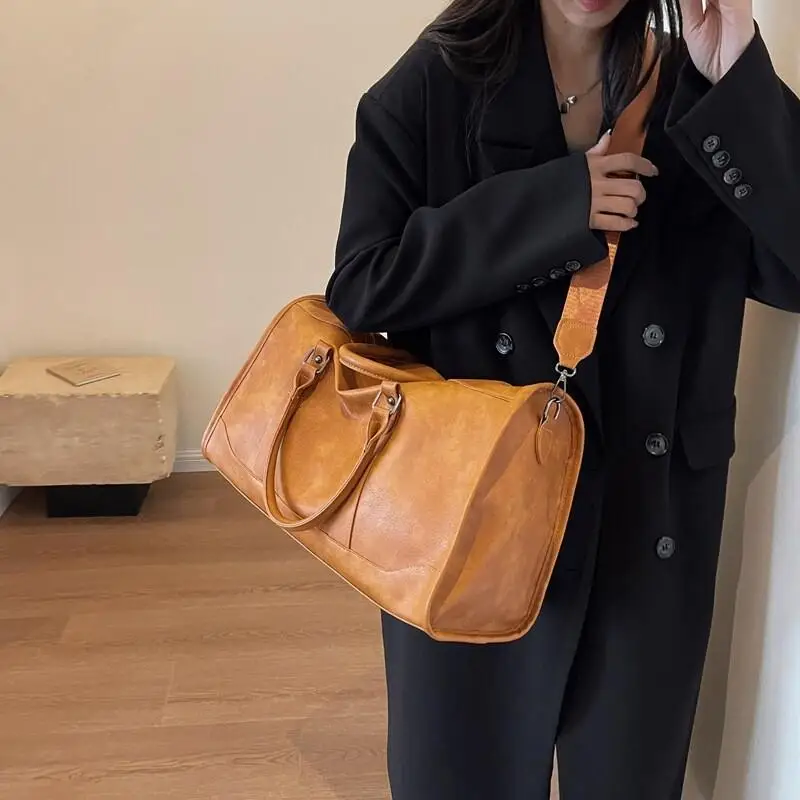 

Fashionable Retro Leather Women's Handbag Large Capacity Waterproof Travel Multi-Functional Crossbody Bag Shoulder Bag