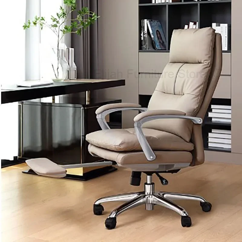 

Height Extender Office Chair Swivel Back Cushion Luxury Leather Office Chairs Comfy Footrest Cadeira Gamer Home Furniture