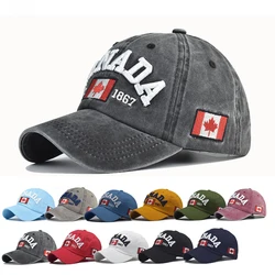 Gorra de béisbol con bordado de letras de Canadá, sombrero de Sol de moda de ocio, gorra deportiva de béisbol vaquera lavada, gorra ajustada de Hip Hop, primavera y otoño