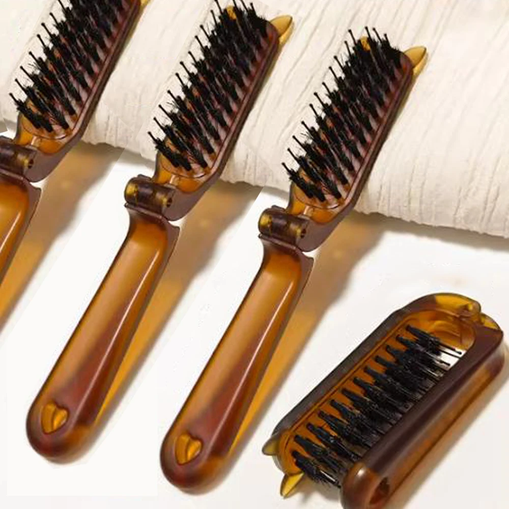 Foldable Hair Comb Portable Boar Bristle Combs New Hairdressing Back Teasing Brush Salon Supply Styling Tool Bristle Travel Comb