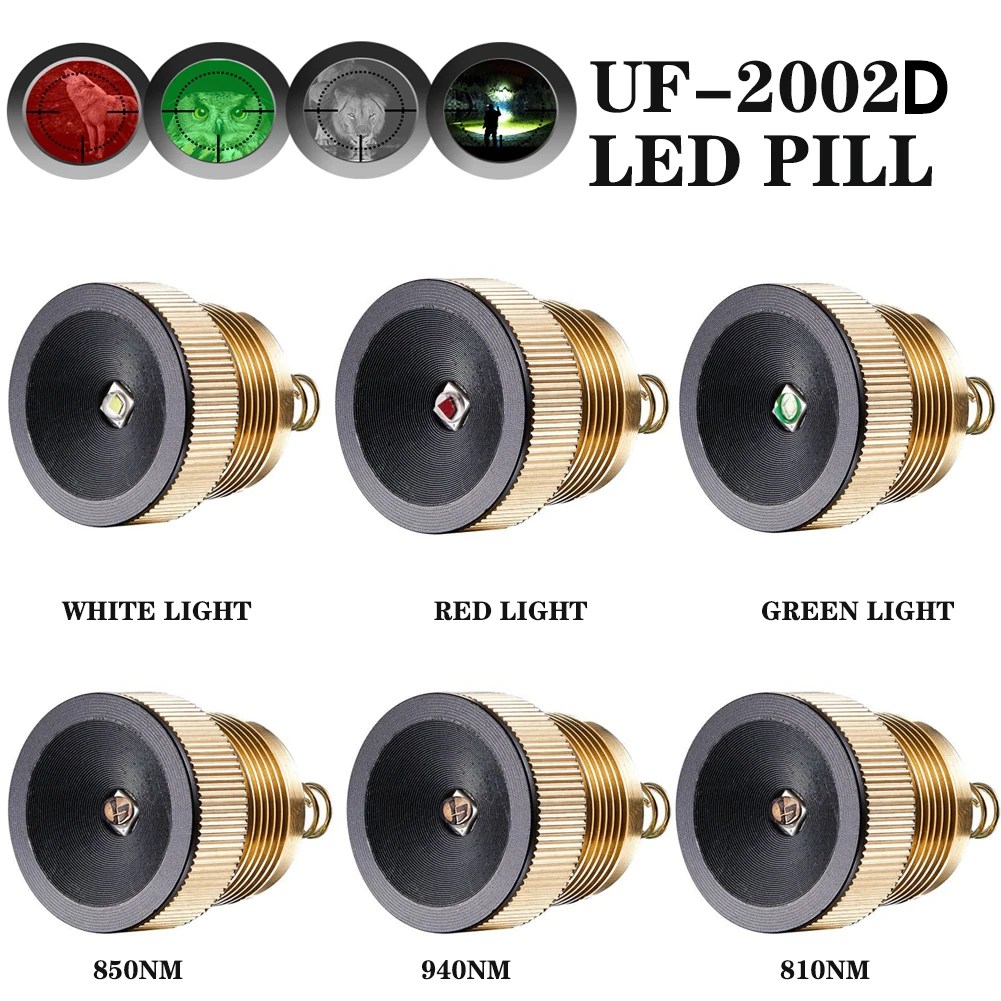 UniqueFire IR850nm 940nm Red Green White Light Led Bulb Drop in Pill LED Driver Lamp Holder for UF-2002D LED Flashlight Torch