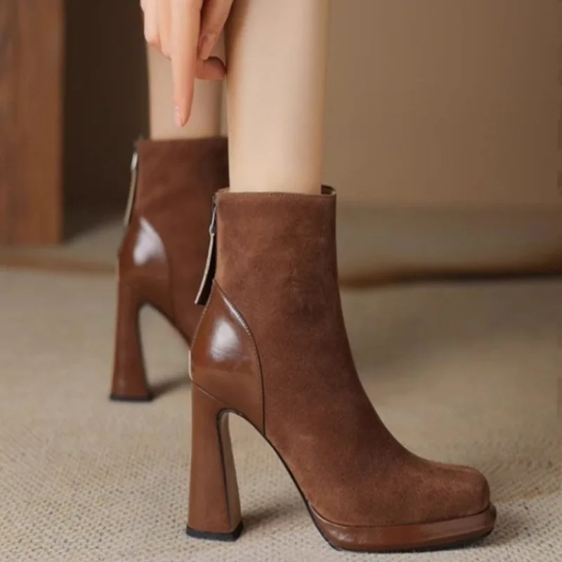 الفرنسية المتخصصة تصميم تحسس صندل بكعب مكتنز أحذية الموضة النسائية تمتد نحيل الأحذية لطيف ومتعدد الاستخدامات عالية الكعب الجوارب #5