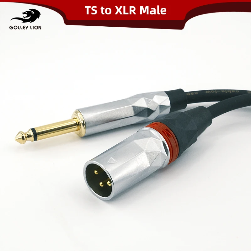 

Unbalanced Quarter inch TS Mono to XLR Male Cable, Gold Plated 6.35mm to 3-pin XLR Microphone Cable Interconnect Cable