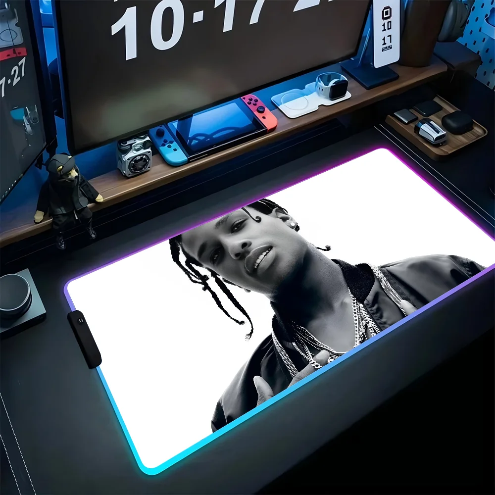 

rapper A-Asap Rocky Mousepad XXL RGB Gaming Mouse Pads HD Black Gamer Accessories Large LED