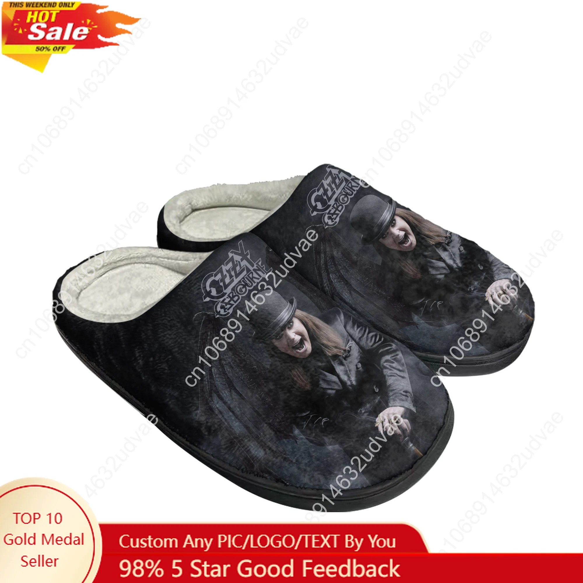 

Ozzy Osbourne Rock Singer Cotton Slippers Mens Womens Keep Warm Shoes Home Plush Bedroom Footwear Custom Made Thermal Slipper