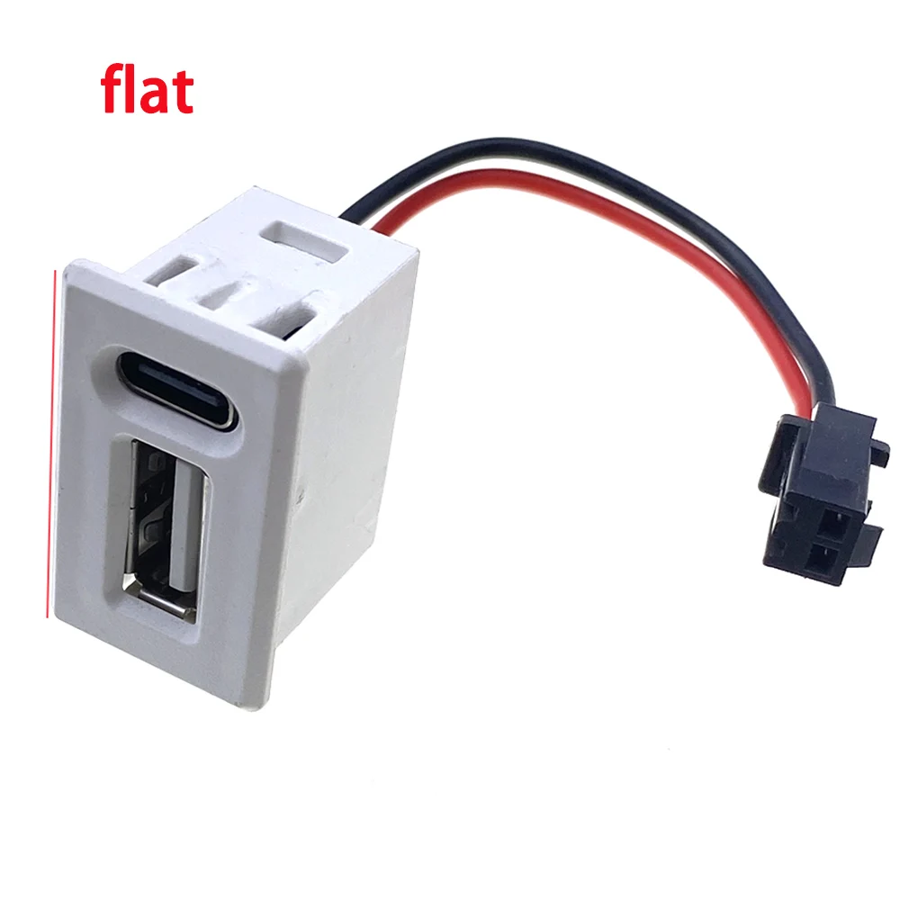 13pcs USB Female Base Type-C Double-Layer Socket USB A Female Lamp Charging Socket Power Socket with Cable Connector