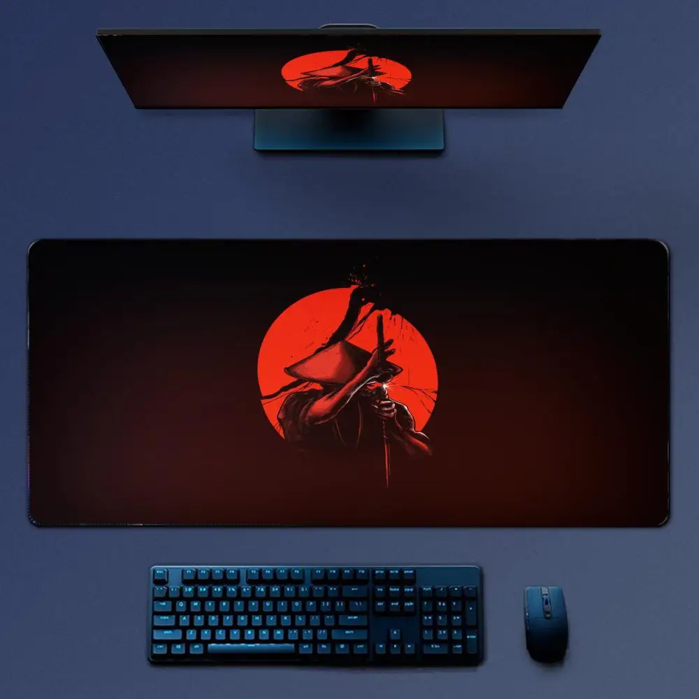 Japanese Moon Samurai Mousepad Large Gaming Mouse Pad LockEdge Thickened Computer Keyboard Table Desk Mat