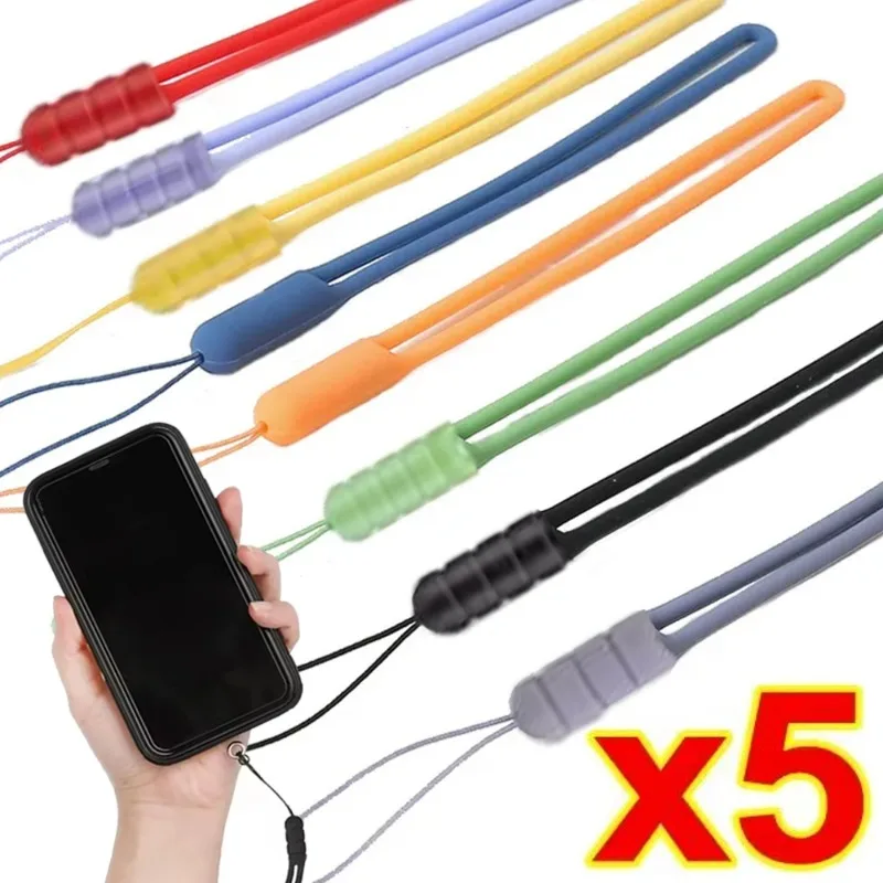 1-5PCS Silicone Phone Wrist Strap Hand Lanyard for Samsung Mi iPhone 16 15 Pro Max Phone ID Card Keys Cord Keychain Hanging Rope