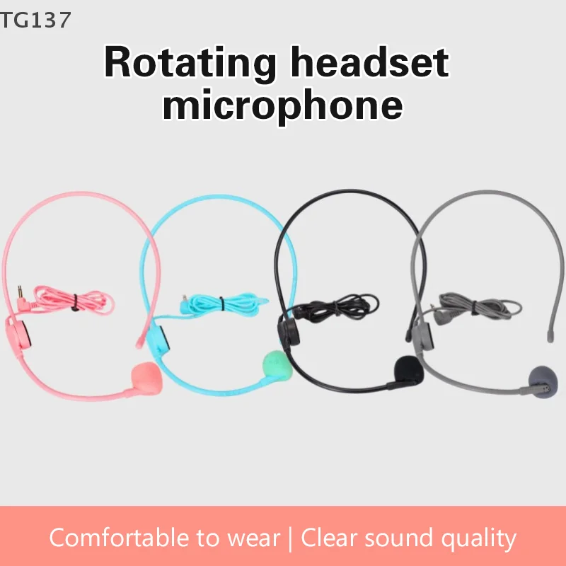 1Pcs 3.5MM Pink Headworn Wired Microphone Headset Voice Amplifier Speaker Clear Sound Mic For Conference Guide Speech Teacher view 4