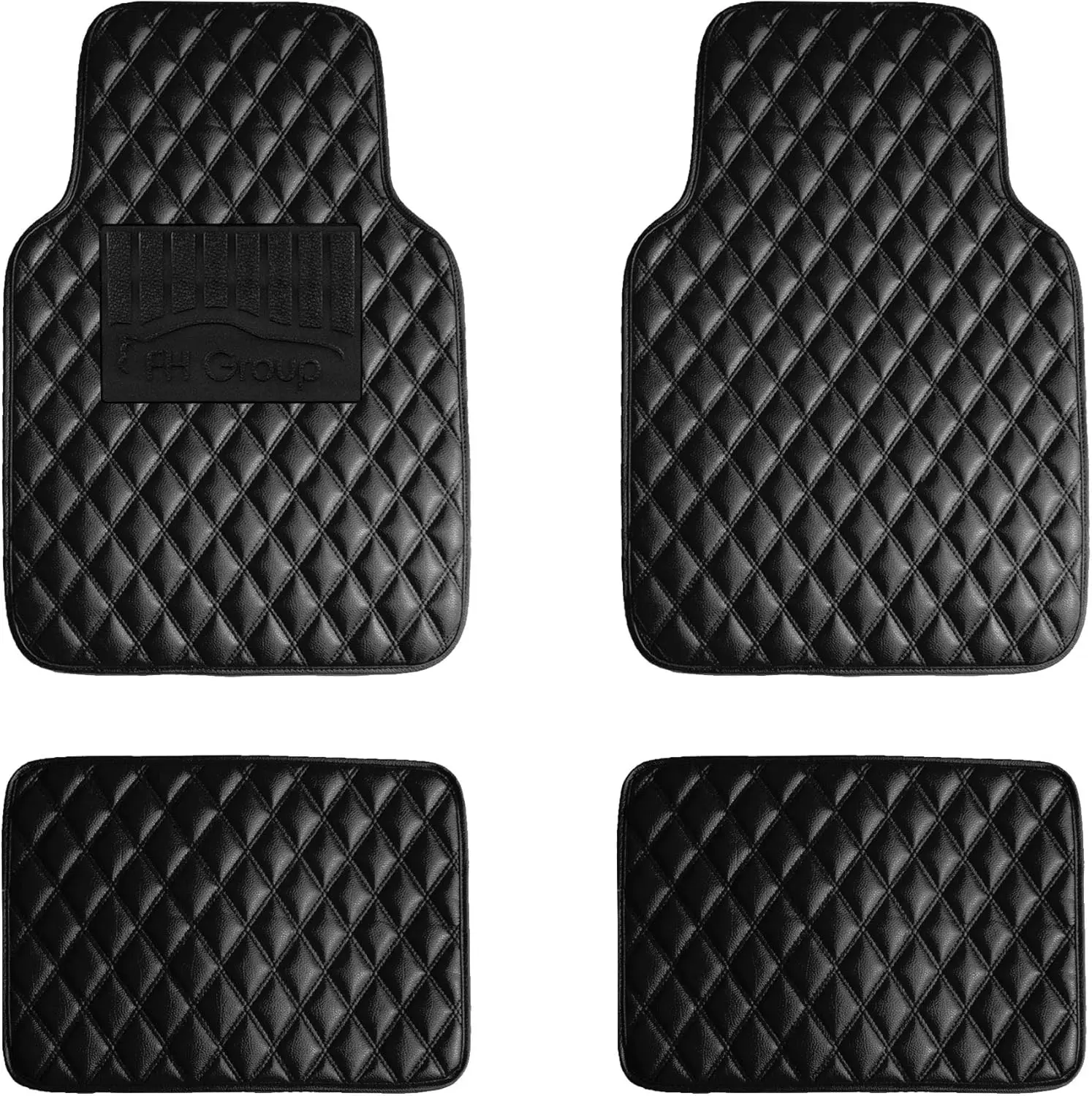 

Universal Fit All Season Heavy Duty Faux Leather Black Automotive Floor Mats for Most Cars, SUVs, Trucks