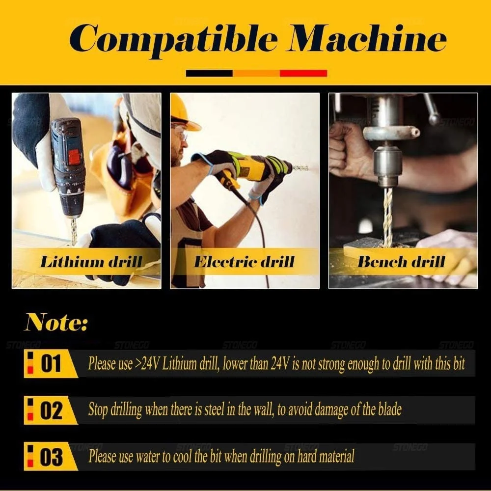 1/5/7PCS 콘크리트 플라스틱 부드러운 금속 타일 유리 나무 벽 거울 세라믹 벽돌 벽에 대 한 벽돌 드릴 비트 6mm/8mm/10mm/12mm