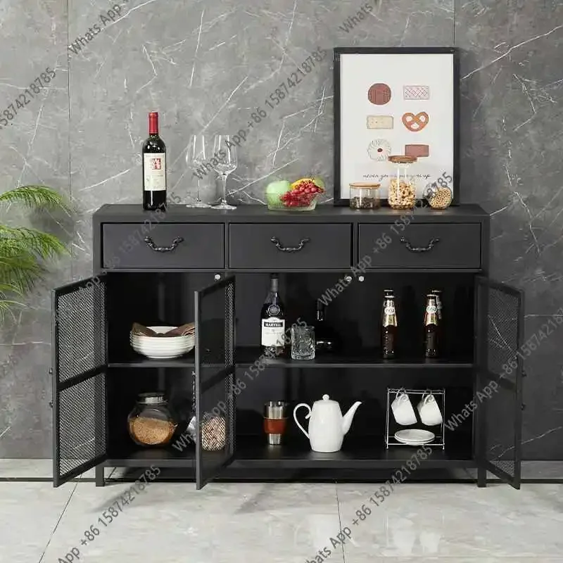 American Sideboard, Countertop Cabinet, Storage Vintage Industrial , Wrought Iron Preparation, Pantry Cabinet, Kitchen Cupboard