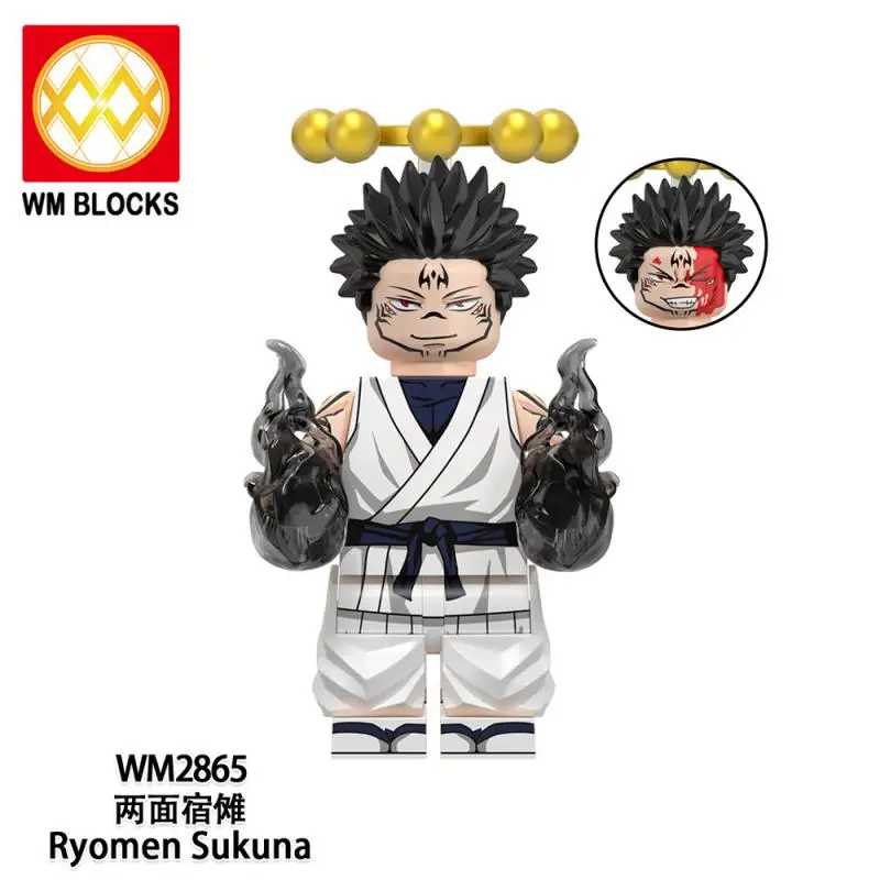 1/8Pcs Set Jujutsu Kaisen Anime Figure Building Block Toys Cartoon Satoru Gojo Assembly Accessories Children DIY Educational Toy