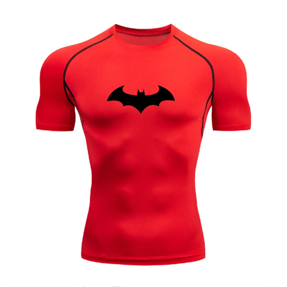 Men\'s new compression shirt fitness gym superhero sports running T-shirt waterproof top quick drying short sleeved T-shirt 2024