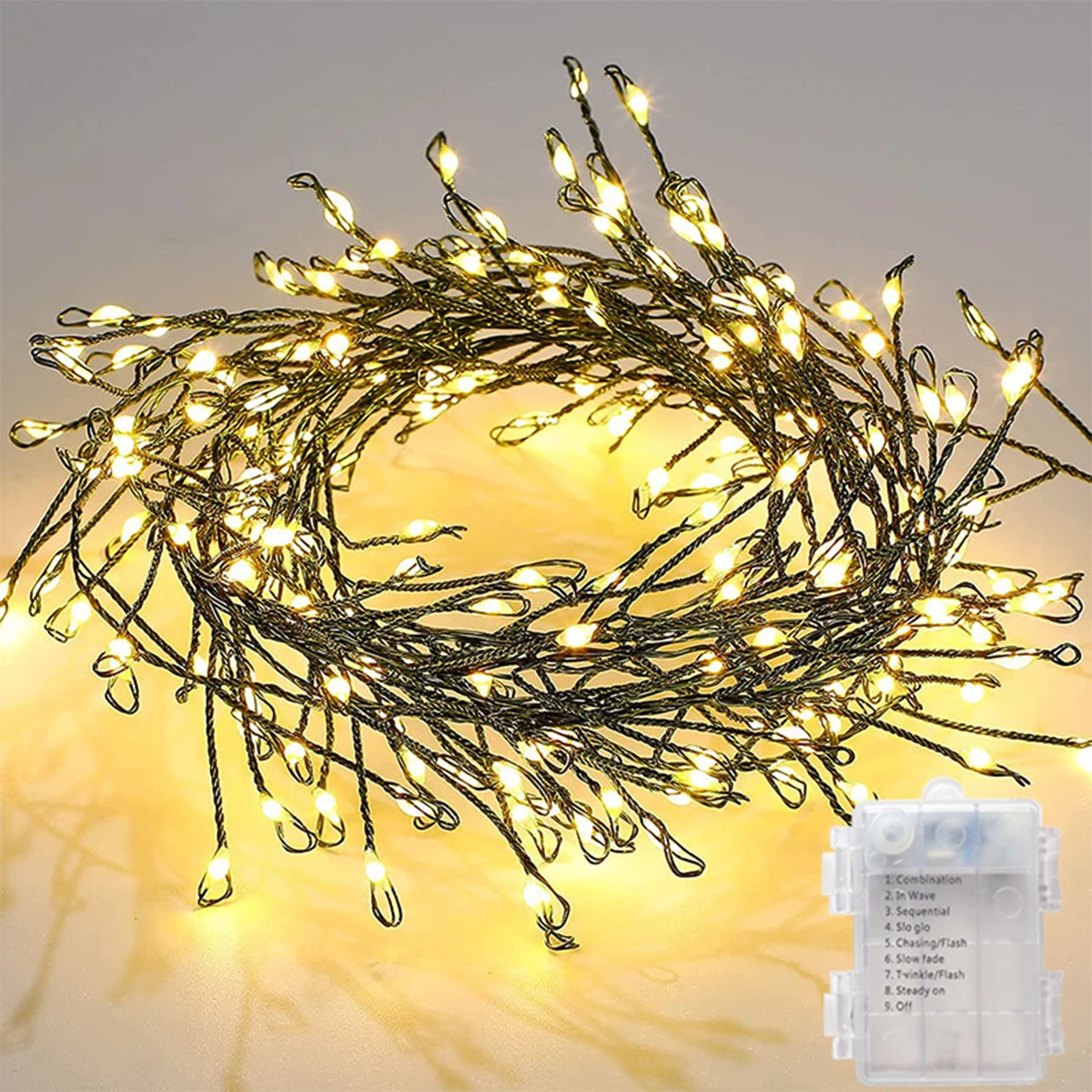 100/200LEDs LED Light String Green Wire Fairy Light String Used For Indoor Cluster Christmas Tree New Year's Party Camping Decor