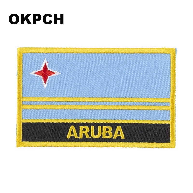 ARUBA Flag Embroidery Patches Iron on Saw on Transfer patches Sewing Applications for Clothes in Home&Garden