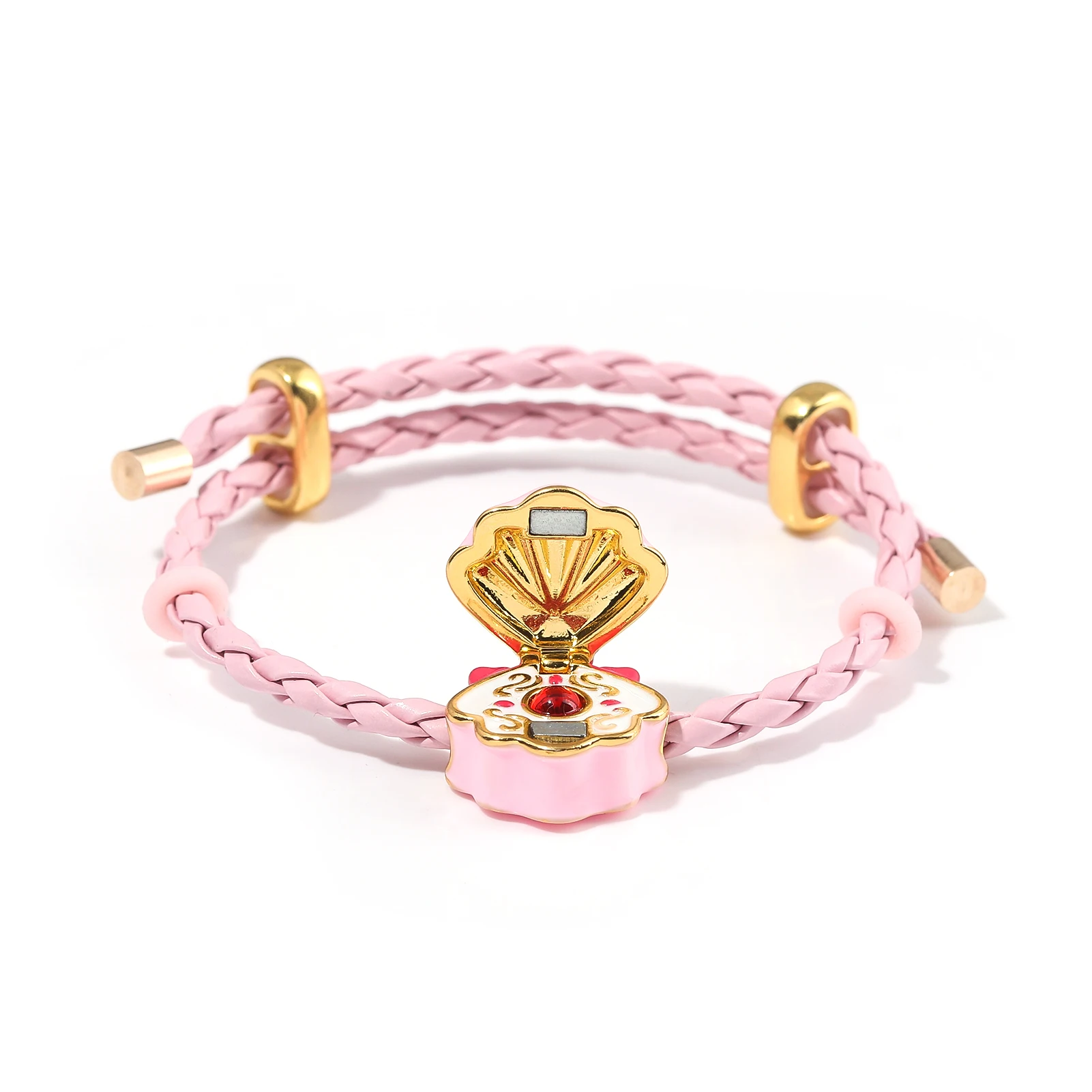 Mermaid Melody Flip Beaded Bracelet Pink Braided Rope Openable Shell Bracelet Women's Delicate Party Fashion Bracelet Jewelry