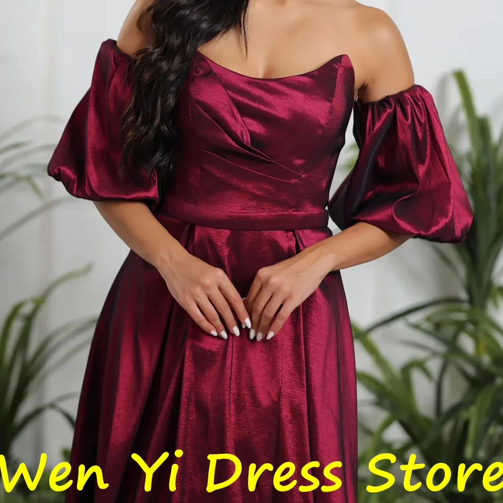 Detachable Sleeve Classic Celebrity Dress Floor Length Straight Satin Short Sleeves Pleats Sweep Train Solid Color Party Gowns